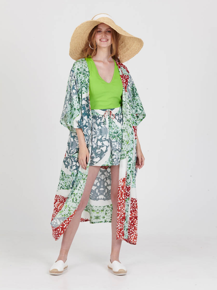 Women’s Sage Mosaic Abstract Print High Rise Resort Shorts - view 5