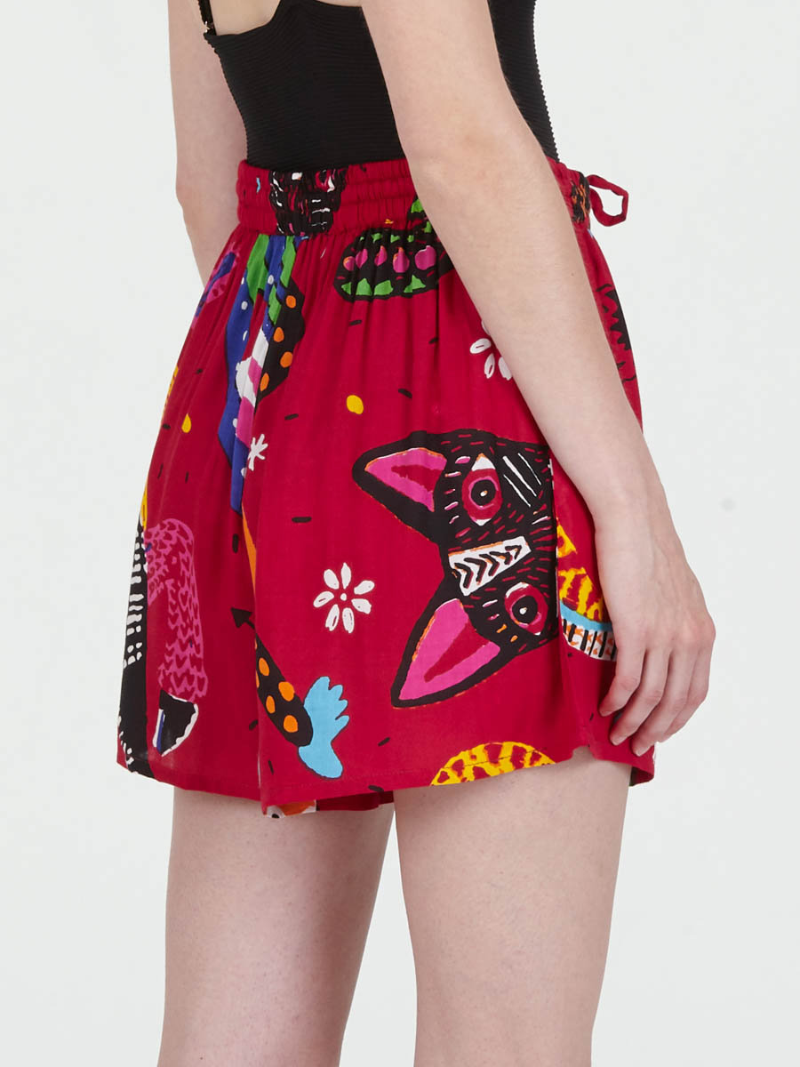 Women’s Red Pop Art Graphic Print Resort Shorts - view 3