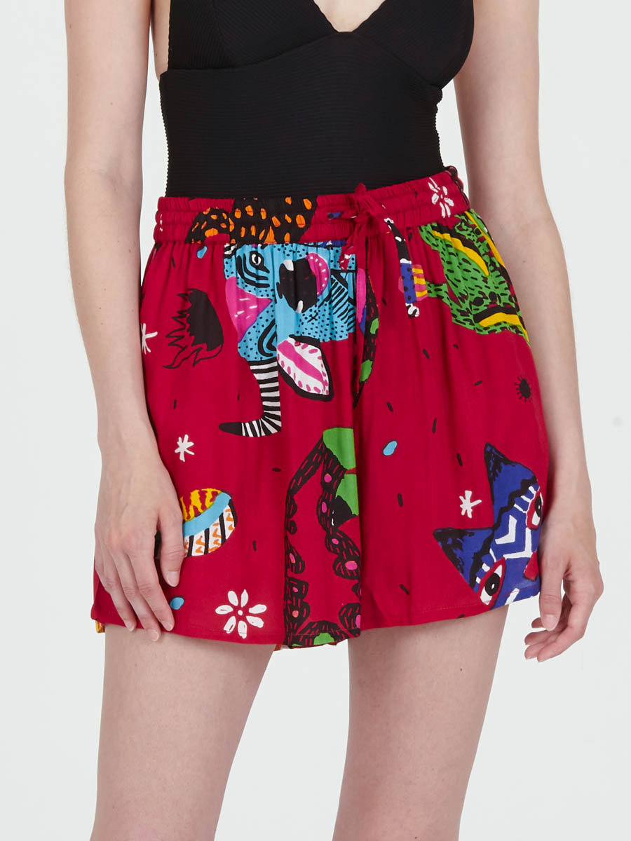 Women’s Red Pop Art Graphic Print Resort Shorts - alternate view