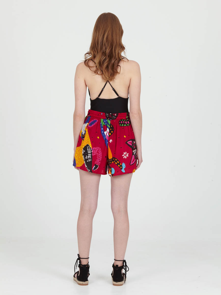Women’s Red Pop Art Graphic Print Resort Shorts - view 4
